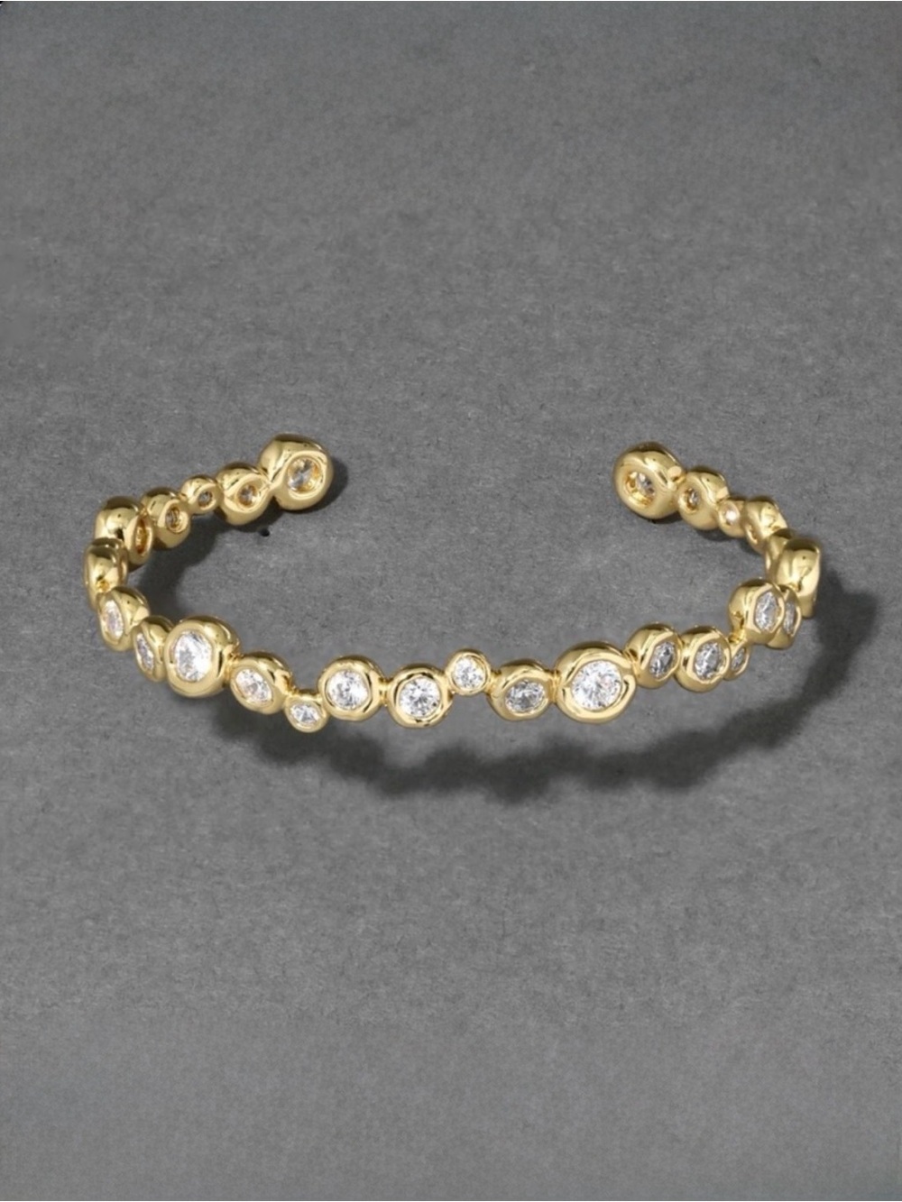 NEW Alexis Bittar Asterales Gold Skinny Cuff Bracelet Clear CZ AU21